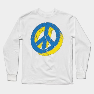 Blue and Yellow Peace Sign Ukraine Flag Colors Peace Symbol Long Sleeve T-Shirt